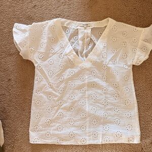 Madewell White Eyelet Top